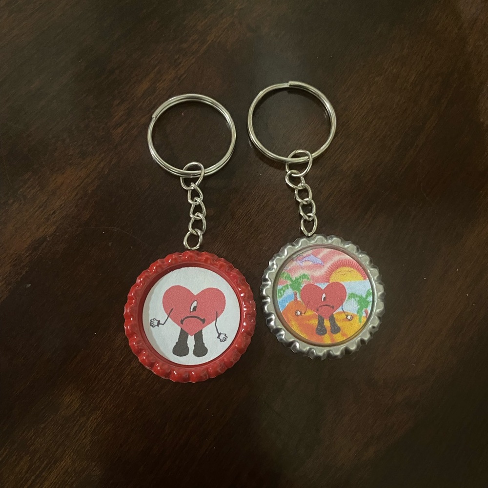 Bad Bunny Bottle Cap Keychains